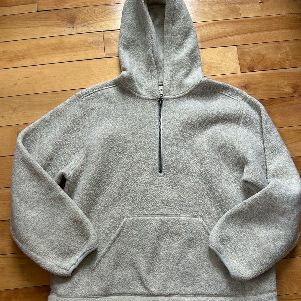 Eddie Bauer Gray Half-Zip Hooded Pullover